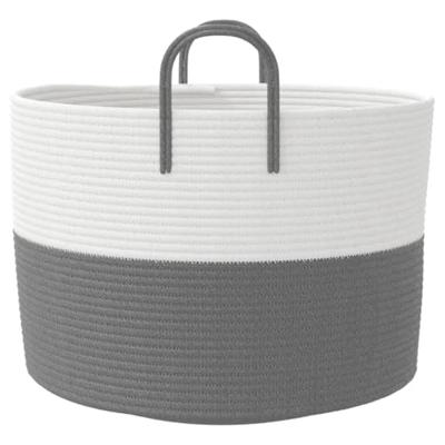 VidaXL Opbergmand ø 51x33 cm katoen grijs en wit VidaXL Opbergmand ø 51x33 cm katoen grijs en wit