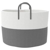 VidaXL Opbergmand ø 51x33 cm katoen grijs en wit - thumbnail