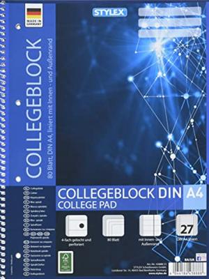 Stylex a4 collegeblok met lijnen 80 bladen