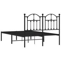 Bedframe met hoofdbord metaal zwart 120x200 cm - thumbnail