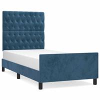 Bedframe zonder matras 90x190 cm fluweel donkerblauw - thumbnail