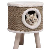VidaXL Kattenhuis met houten poten 41 cm zeegras - thumbnail