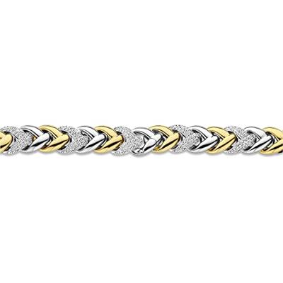 TI SENTO-Milano 3989ZY Ketting Gevlochten Patroon zilver-zirconia goud-en zilverkleurig-wit 38-48 cm TI SENTO-Milano 3989ZY Ketting Gevlochten Patroon zilver-zirconia goud-en zilverkleurig-wit 38-48 cm