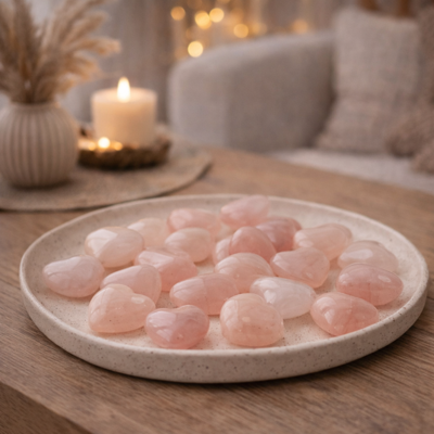 Hartvormige rozenkwarts - Heart shaped rose quartz