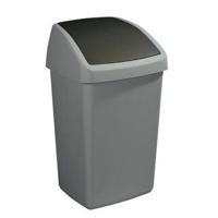 Sunware delta prullenbak met swingdeksel 50l zilvergrijs - thumbnail
