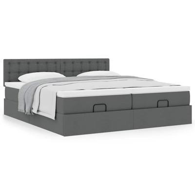 Ottoman bed met matrassen 160x200cm stof donkergrijs