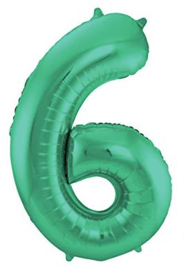 Folieballon Mat Groen Cijfer &apos;6&apos; - 86cm
