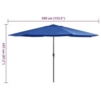 Parasol met metalen paal 390 cm azuurblauw - thumbnail