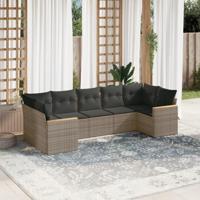 7-delige Loungeset met kussens poly rattan grijs - thumbnail