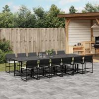 13-delige Tuinset met kussens poly rattan zwart - thumbnail