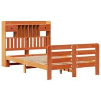 Bed met boekenkast zonder matras grenenhout wasbruin 135x190 cm - thumbnail