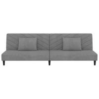 Slaapbank 2-zits met 2 kussens fluweel lichtgrijs - thumbnail