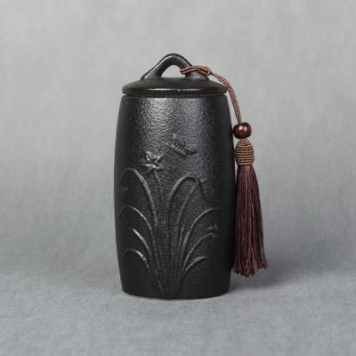 Orchidee patroon steengoed thee blikken opslagtanks keramische thee set theeceremonie accessoires (zwart) Orchidee patroon steengoed thee blikken opslagtanks keramische thee set theeceremonie accessoires (zwart)