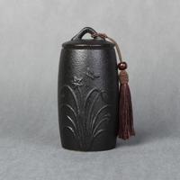 Orchidee patroon steengoed thee blikken opslagtanks keramische thee set theeceremonie accessoires (zwart) - thumbnail