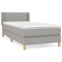 Boxspring met matras stof lichtgrijs 140x190 cm - thumbnail