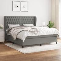 Boxspring met matras stof donkergrijs 180x200 cm - thumbnail