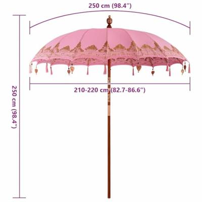 Parasol Anders Roze x 260 cm Katoen en massief hout