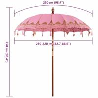 Parasol Anders Roze x 260 cm Katoen en massief hout - thumbnail