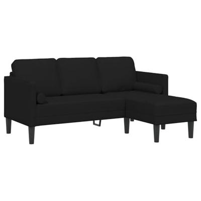 Bankstel met kussen 2 pcs Zwart Polyester