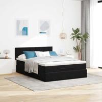 Ottoman bed met matras en LED's 140x190cm fluweel zwart - thumbnail