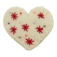 Haarklip met Vilten Hart Wit-Rood - thumbnail