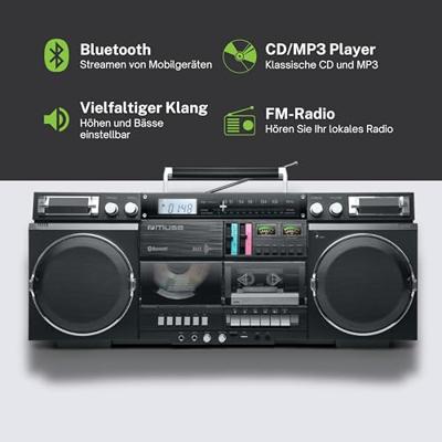 Muse M-380GB - Ghettoblaster met, FM, CD, cassette, USB, SD, 80 Watt Muse M-380GB - Ghettoblaster met, FM, CD, cassette, USB, SD, 80 Watt