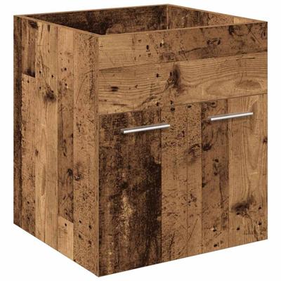 Wastafelkast met ingebouwde wasbak en kraan oud houtkleurig