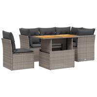 5-delige Loungeset met kussens poly rattan grijs - thumbnail