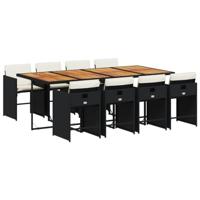 9-delige Tuinset poly rattan zwart - thumbnail