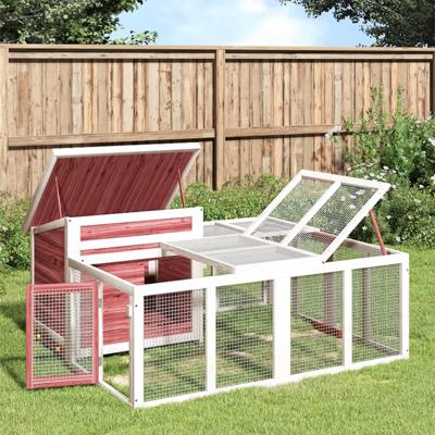 Konijnenhok 144x123x67,5 cm massief grenenhout mokkakleurig Konijnenhok 144x123x67,5 cm massief grenenhout mokkakleurig