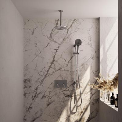 Brauer Brushed Edition Thermostatische Regendoucheset Inbouw - Hoofddouche 20 cm - Met Drukknoppen - Handdouche 3 Standen - Doucheslang - Geintegreerde Glijstang - Rvs