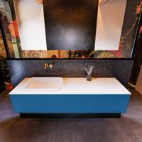 Badkamermeubelset Mondiaz Erin 150 cm met 1 Lade met RIDGE Wastafel Links Talc Zonder Kraangaten Greeploos Mat Jeans - thumbnail