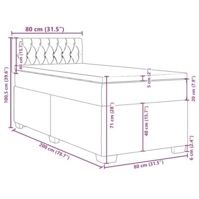 Boxspring met matras fluweel lichtgrijs 80x200 cm