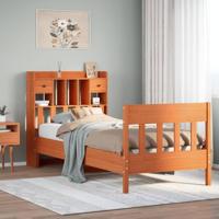 Bedframe zonder matras massief grenenhout wasbruin 100x200 cm - thumbnail