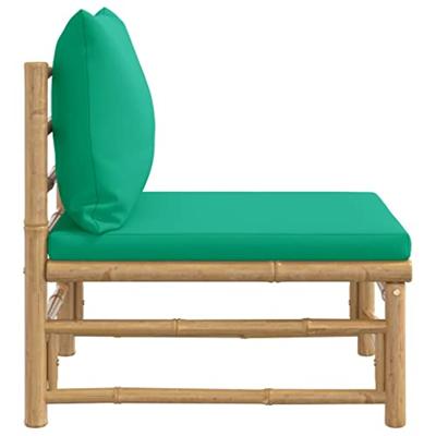 Tuinmiddenbank met kussens bamboe groen - thumbnail