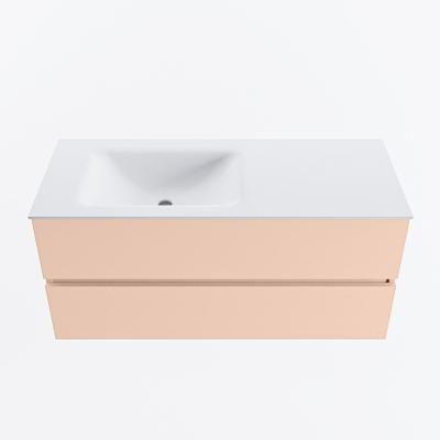 MONDIAZ VICA 110cm badmeubel onderkast Rosee 2 lades. Wastafel CLOUD links 1 kraangat, kleur Talc.
