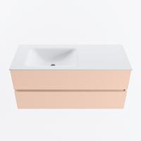 MONDIAZ VICA 110cm badmeubel onderkast Rosee 2 lades. Wastafel CLOUD links 1 kraangat, kleur Talc. - thumbnail