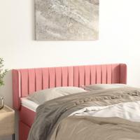 Hoofdbord met randen 147x16x78/88 cm fluweel roze - thumbnail
