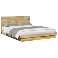 Bedframe hoofdeinde zonder matras 140x190 cm massief hout eiken - thumbnail