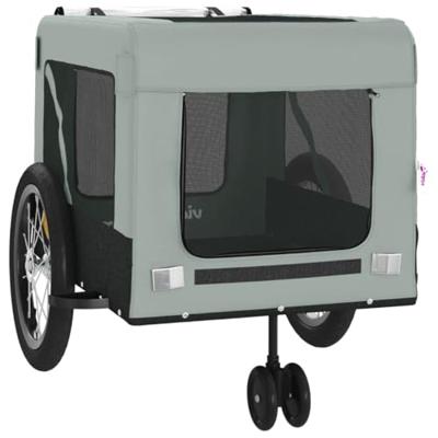 Hondenfietstrailer oxford stof en ijzer grijs en zwart - thumbnail