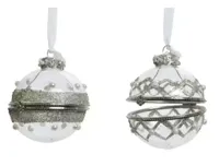 Kerstbal glas d6cm parel helder ass2 - thumbnail