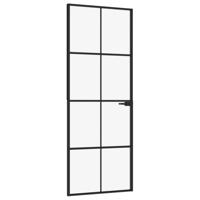 Binnendeur 76x201,5 cm gehard glas en aluminium smal zwart - thumbnail
