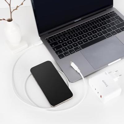 NANOCABLE 10.01.2301-W - USB-C naar USB-C 3A kabel, voor mobiele telefoons, tablets, laptops enz. USB 2.0, laadt tot 3 ampère, mannelijk-mannelijk, wit, 1 meter