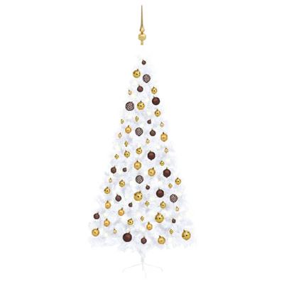 VidaXL Kunstkerstboom met verlichting en kerstballen half 210 cm wit
