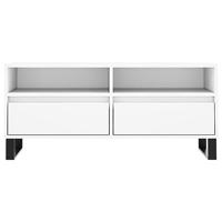 Tv-meubel 100x34,5x44,5 cm bewerkt hout wit - thumbnail