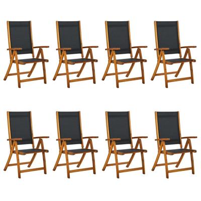 Tuinstoelen inklapbaar 8 st massief acaciahout en textileen - thumbnail