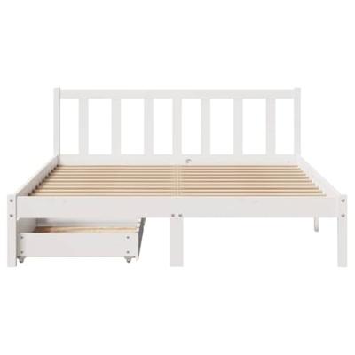 Bedframe zonder matras massief grenenhout wit 140x190 cm