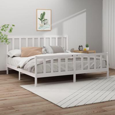 Bedframe zonder matras massief grenenhout wit 200x200 cm