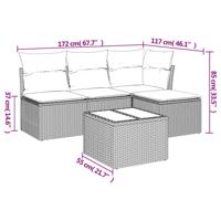 5-delige Loungeset met kussens poly rattan beige - thumbnail