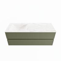 MONDIAZ VICA-DLUX 130cm badmeubel onderkast Army 2 lades. Inbouw wastafel CLOUD links 1 kraangat, kleur Ostra. - thumbnail